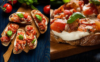 Bruschetta de mussarela de búfala com tomates