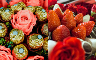 Buquê de flores com chocolate